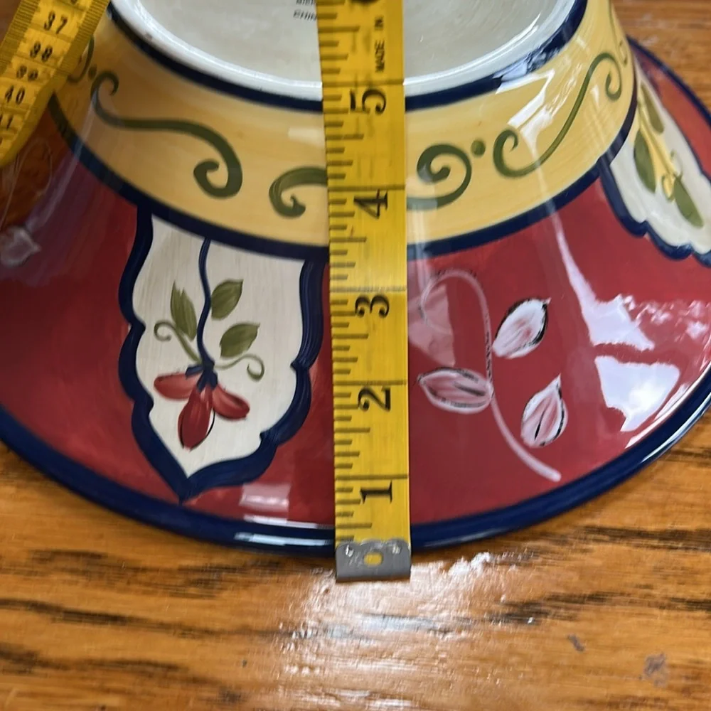 Pier 1 earthenware 11” salad/serving bowl in retired Vallarta pattern. - Picture 8 of 13